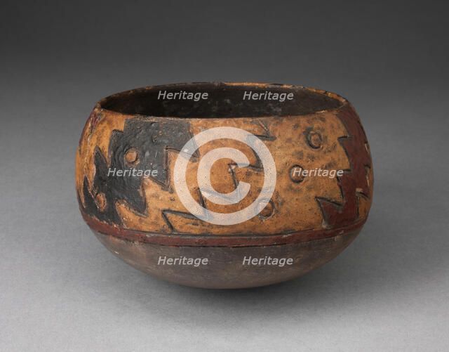 Bowl with Incised and Painted Zigzag Motif, 650/150 B.C. Creator: Unknown.