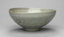 Bowl with Inlaid Cranes and Clouds Design, 1200s-1300s. Creator: Unknown