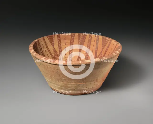 Bowl with Interior Geometric Decoration, Coptic, 4th-7th century. Creator: Unknown.