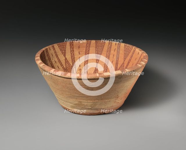 Bowl with Interior Geometric Decoration, Coptic, 4th-7th century. Creator: Unknown.