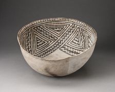 Bowl with Interlocking Zigzag Motif in Four-Part Design on Interior Walls, A.D. 950/1400. Creator: Unknown