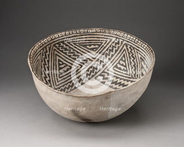 Bowl with Interlocking Zigzag Motif in Four-Part Design on Interior Walls, A.D. 950/1400. Creator: Unknown.