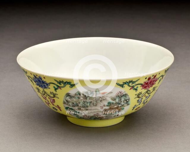 Bowl with landscape roundels, 1821-1850. Creator: Unknown.