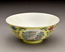 Bowl with landscape roundels, 1821-1850. Creator: Unknown