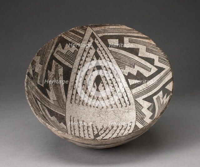 Bowl with Large Diamond-Shaped Area Interior with Dotted Lines and Diamonds..., A.D. 950/1400. Creator: Unknown.