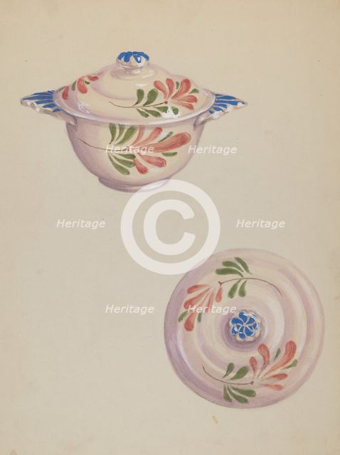 Bowl with Lid, c. 1937. Creator: Eva Wilson.