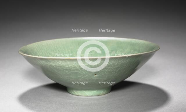 Bowl with Lotus and Child Design in Relief, 1200s. Creator: Unknown.