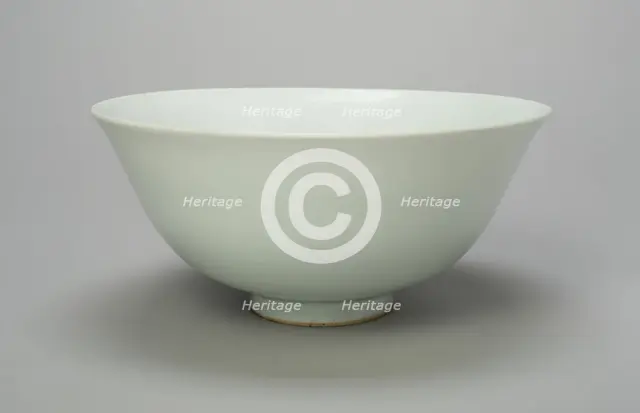 Bowl with Peony Scrolls, Thunderbolt (Vajra) Symbol, and Characters Shufu..., Yuan dynasty, 1300/50. Creator: Unknown.