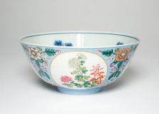 Bowl with Peonies and Chrysanthemums, Qing dynasty (1644-1911), Daoguang reign (1821-1850). Creator: Unknown