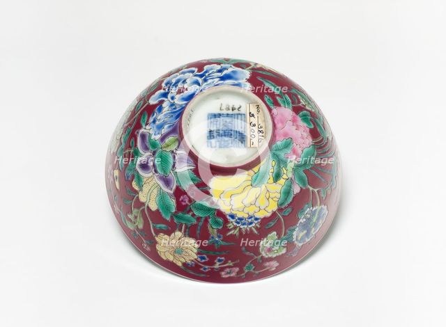 Bowl with Peonies, Qing dynasty (1644-1911), Jiaqing period (1796-1821). Creator: Unknown.