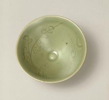 Bowl with plum, moon and cloud design, 1200s. Creator: Unknown