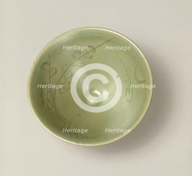 Bowl with plum, moon and cloud design, 1200s. Creator: Unknown.