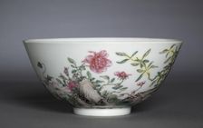 Bowl with Poppies, Tree Peony, and Flowering Mimosa, 1723-35. Creator: Unknown