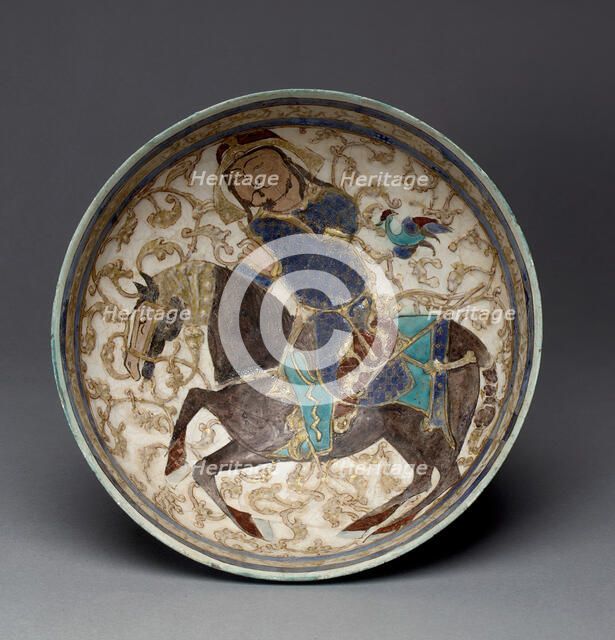 Bowl with Prince on Horseback, Iran, 12th-13th century. Creator: Unknown.