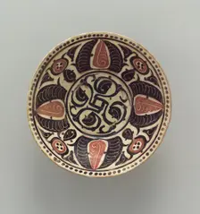 Bowl with Red and Purplish-black Palmettes, Iran, 10th-11th century. Creator: Unknown