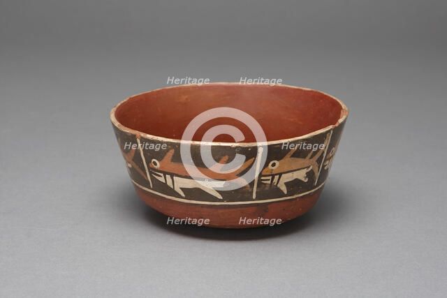 Bowl with Repeating Depiction of a Fish or Shark, 180 B.C./A.D. 500. Creator: Unknown.