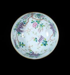 Bowl with ribboned swastikas above waves, Guangxu period, Qing dynasty, China, c1900. Creator: Unknown