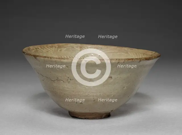 Bowl with Stamped Floral Decoration, 1400s. Creator: Unknown.
