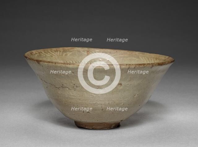 Bowl with Stamped Floral Decoration, 1400s. Creator: Unknown.