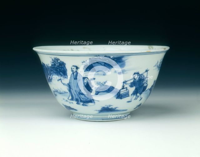 Bowl with scholars, Transitional period, China, c1630-1662.  Creator: Unknown.