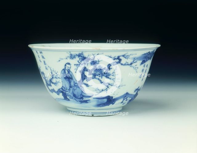 Bowl with scholars, Transitional period, China, c1630-1662.  Creator: Unknown.