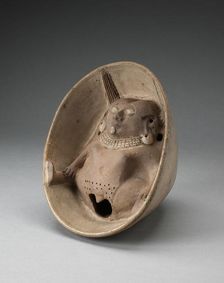 Bowl with Sculpted Female Figure with Splayed Legs in Interior, 100 B.C./A.D. 500. Creator: Unknown