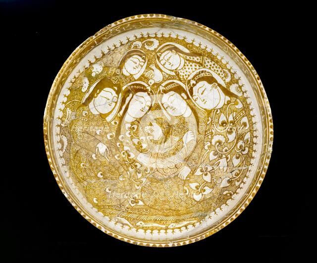 Bowl with seated figures by a stream, 1211. Artist: Unknown.