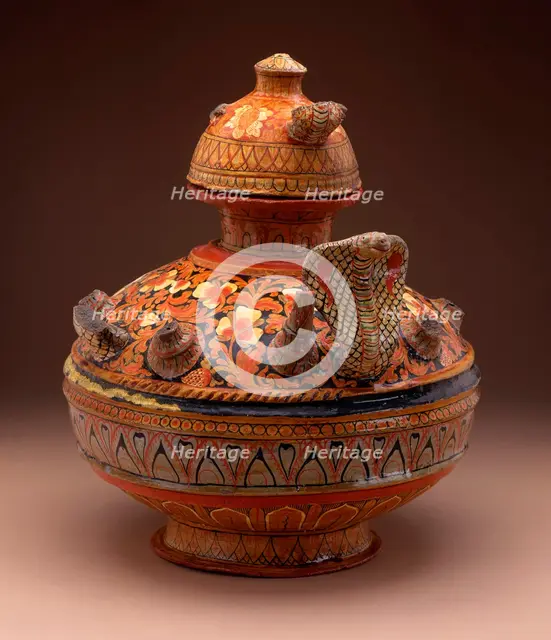Bowl with Serpents and Lid, 19th century. Creator: Unknown.