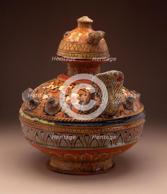 Bowl with Serpents and Lid, 19th century. Creator: Unknown.