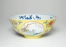Bowl with Six Goats, Qing dynasty (1644-1911), Daoquang reign mark and period (1821-1850). Creator: Unknown