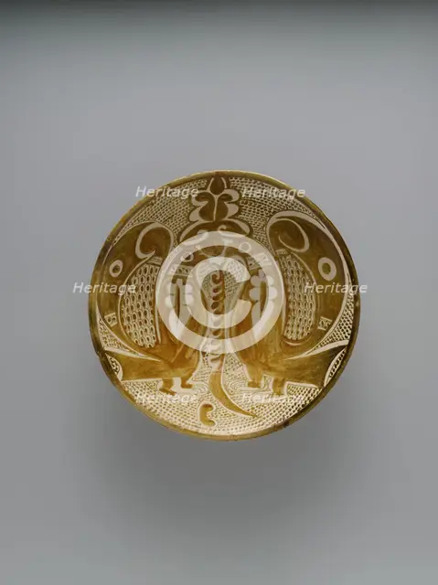 Bowl with Two Facing Peacocks, Iraq, second-third quarter 10th century. Creator: Unknown.