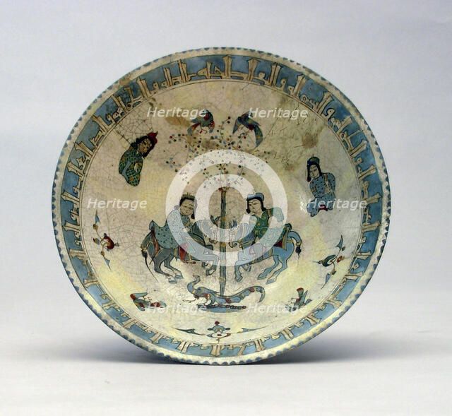 Bowl with Two Figures on Horseback, late 12th/early 13th century. Creator: Unknown.