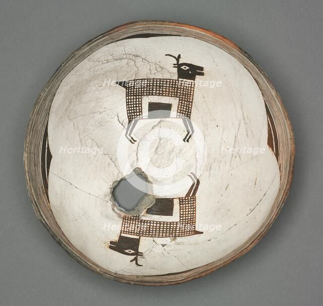 Bowl with Two Pronghorn Antelope, c 1000-1150. Creator: Unknown.