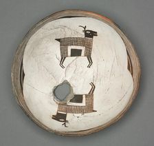Bowl with Two Pronghorn Antelope, c 1000-1150. Creator: Unknown