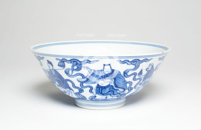 Bowl with the Eight Immortals, Qing dynasty (1644-1911), Qianlong reign mark and period (1736-1795). Creator: Unknown.