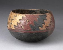 Bowl with Thickly-Painted Polychrome Zigzag Motif, 650/150 B.C. Creator: Unknown