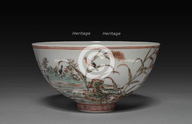 Bowl with Waterfowl on a Lotus Pond, 1662-1722. Creator: Unknown.