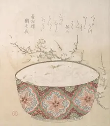 Bowl with White-Baits and Plum Blossoms, 19th century. Creator: Kubo Shunman
