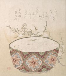 Bowl with White-Baits and Plum Blossoms, 19th century. Creator: Kubo Shunman