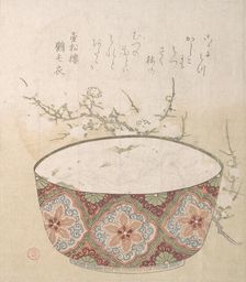 Bowl with White-Baits and Plum Blossoms, 19th century. Creator: Kubo Shunman