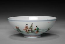 Bowl with Xiwangmu and Attendants, 1662-1722. Creator: Unknown