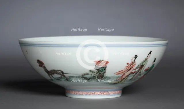 Bowl with Xiwangmu and Attendants, 1662-1722. Creator: Unknown.