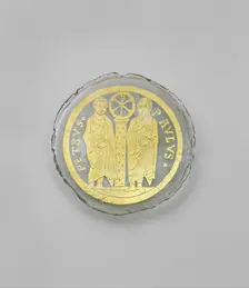 Bowl Base with Saints Peter and Paul Flanking a Column with the Christogram of Christ, late 4th cent Creator: Unknown