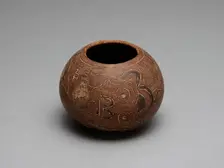 Bowl Carved with Costumed Ritual Figure With Feline and Serpent Attributes, 180 B.C./A.D. 500. Creator: Unknown