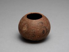 Bowl Carved with Costumed Ritual Figure With Feline and Serpent Attributes, 180 B.C./A.D. 500. Creator: Unknown