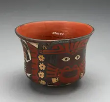 Bowl Depicting Costumed Ritual Figure Holding Staff, 180 B.C./A.D. 500. Creator: Unknown