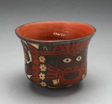 Bowl Depicting Costumed Ritual Figure Holding Staff, 180 B.C./A.D. 500. Creator: Unknown