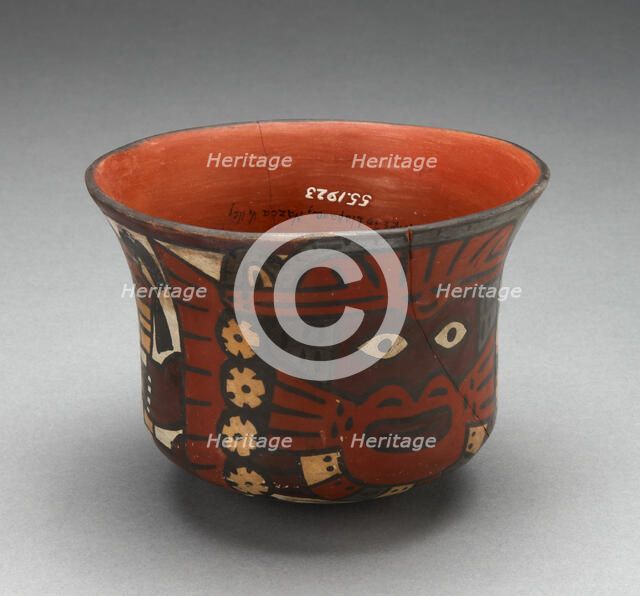 Bowl Depicting Costumed Ritual Figure Holding Staff, 180 B.C./A.D. 500. Creator: Unknown.