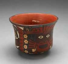 Bowl Depicting Costumed Ritual Figure Holding Staff, 180 B.C./A.D. 500. Creator: Unknown