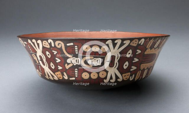 Bowl Depicting Costumed Ritual Peformers in Horizontal Row, 180 B.C./A.D. 500. Creator: Unknown.